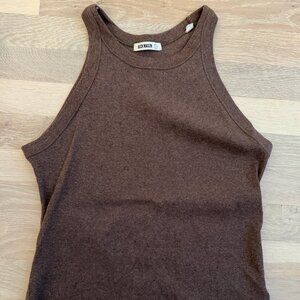 Buck Mason Marled Chestnut Surplus Rib High Neck Tank Top Size L